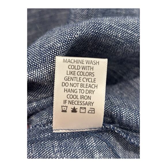 Max Studio Dress Womens Small Linen Blend Heather‎ Blue Contrast Stitch Pockets - Picture 9 of 9